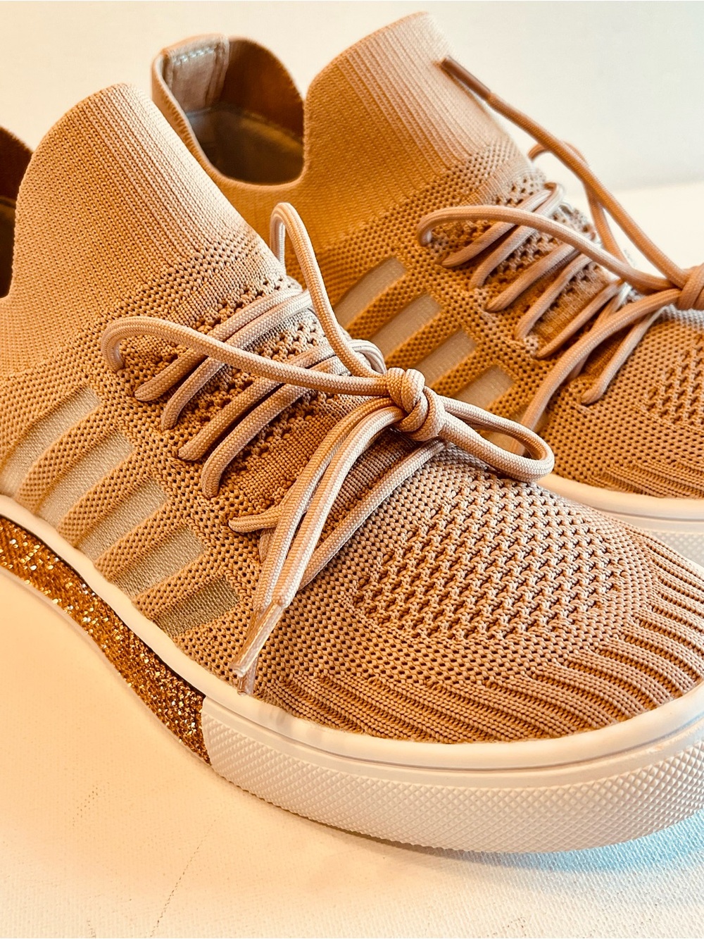 NIB BERNIE MEV BERNICE ROSE GOLD MEMORY FOAM KNIT BEDAZZLED SIDE SOLE SNEAKER 7 - Picture 3 of 15